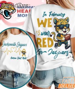 Jacksonville Jaguars NFL American Heart Month 3D T-Shirt