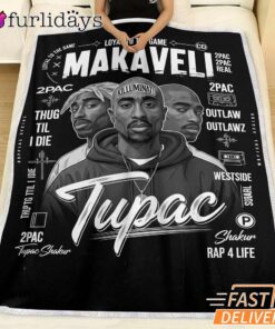 Makaveli Tupac Black White Blanket