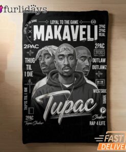 Makaveli Tupac Black White Blanket