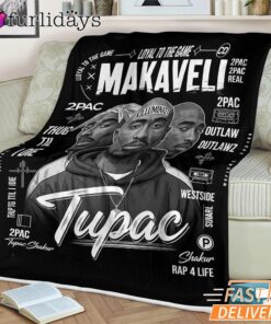 Makaveli Tupac Black White Blanket