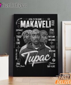 Makaveli Tupac Black White Canvas, Rap Lengends Poster