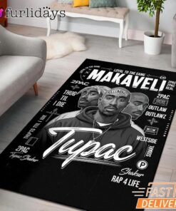 Makaveli Tupac Black White Rectangle Rug