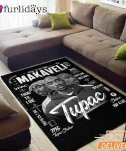 Makaveli Tupac Black White Rectangle Rug