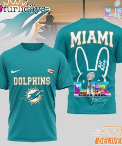 Miami Dolphins Bad Bunny Signature Super Bowl 2026 T-Shirt