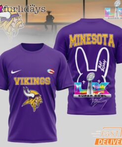 Minnesota Vikings Bad Bunny Signature Super Bowl 2026 T-Shirt
