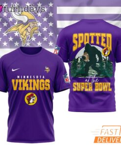 Minnesota Vikings NFL Bigfoot At The Super Bowl 3D T-Shirt