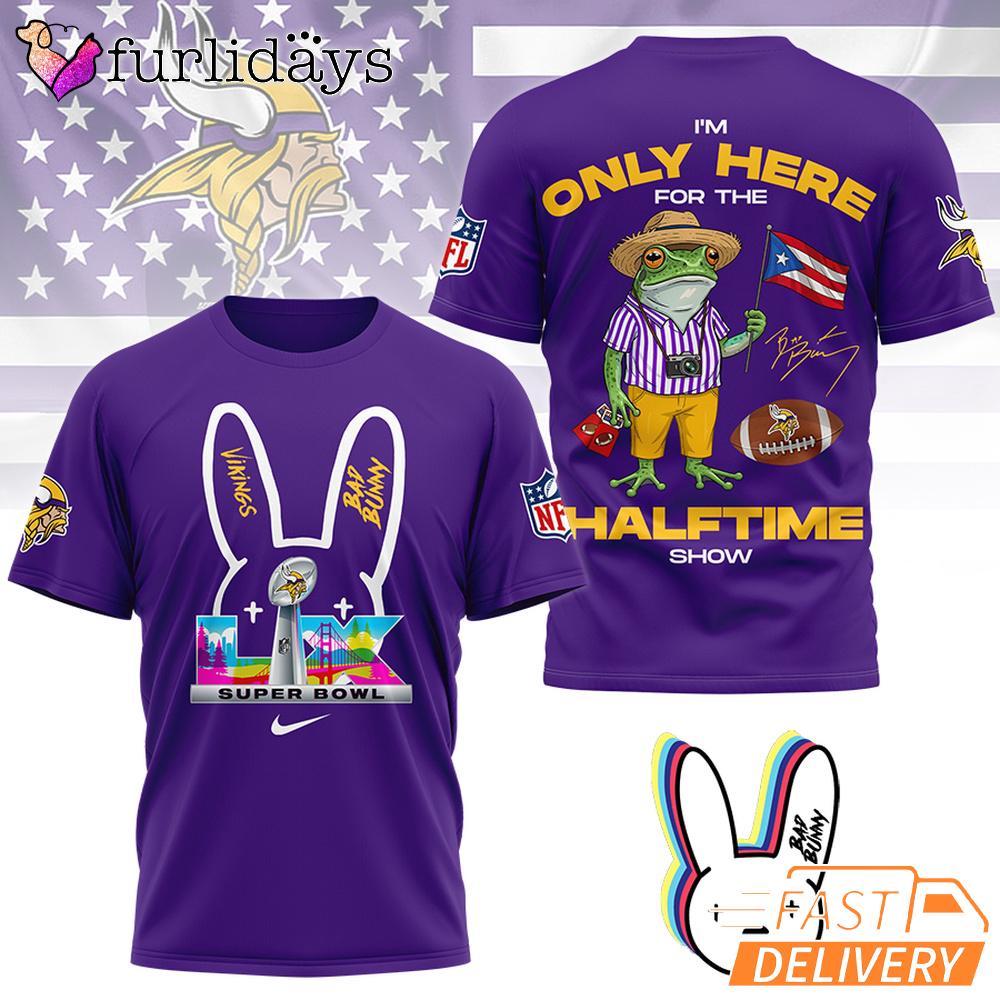 Minnesota Vikings Super Bowl Halftime Show Bad Bunny Signature 3D T-Shirt Minnesota Vikings Super Bowl Halftime Show Bad Bunny Signature 3D T-Shirt