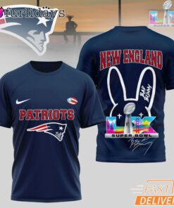 New England Patriots Bad Bunny Signature Super Bowl 2026 T-Shirt