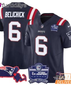 New England Patriots Belichick 6 Navy Football Jersey Super Bowl Champions Edition