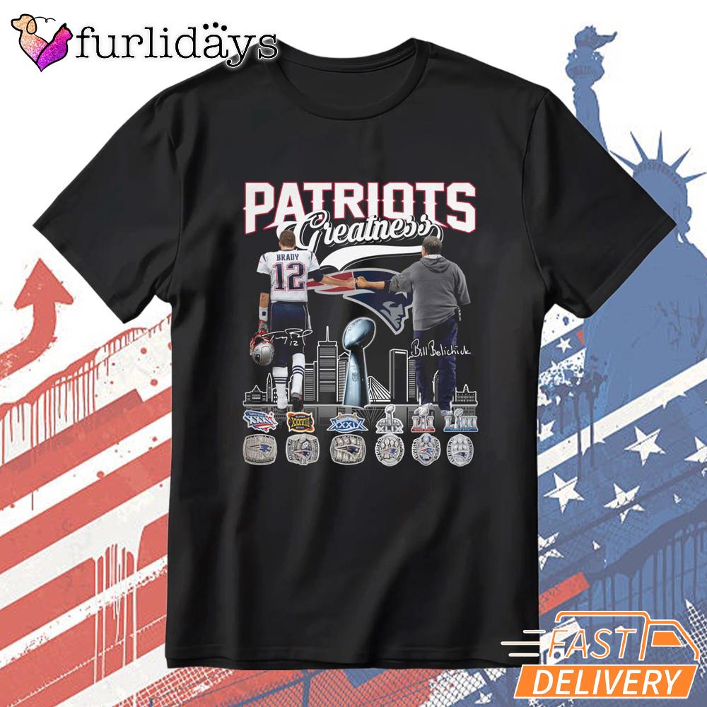 New England Patriots Brady 12 Trophy Timeline Graphic T-Shirt New England Patriots Brady 12 Trophy Timeline Graphic T-Shirt