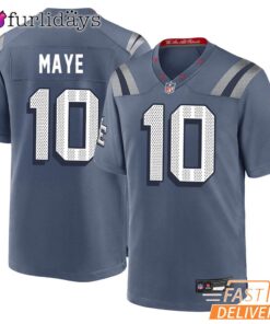 New England Patriots Drake Maye 10 Gray Football Jersey NFL Future Star Edition