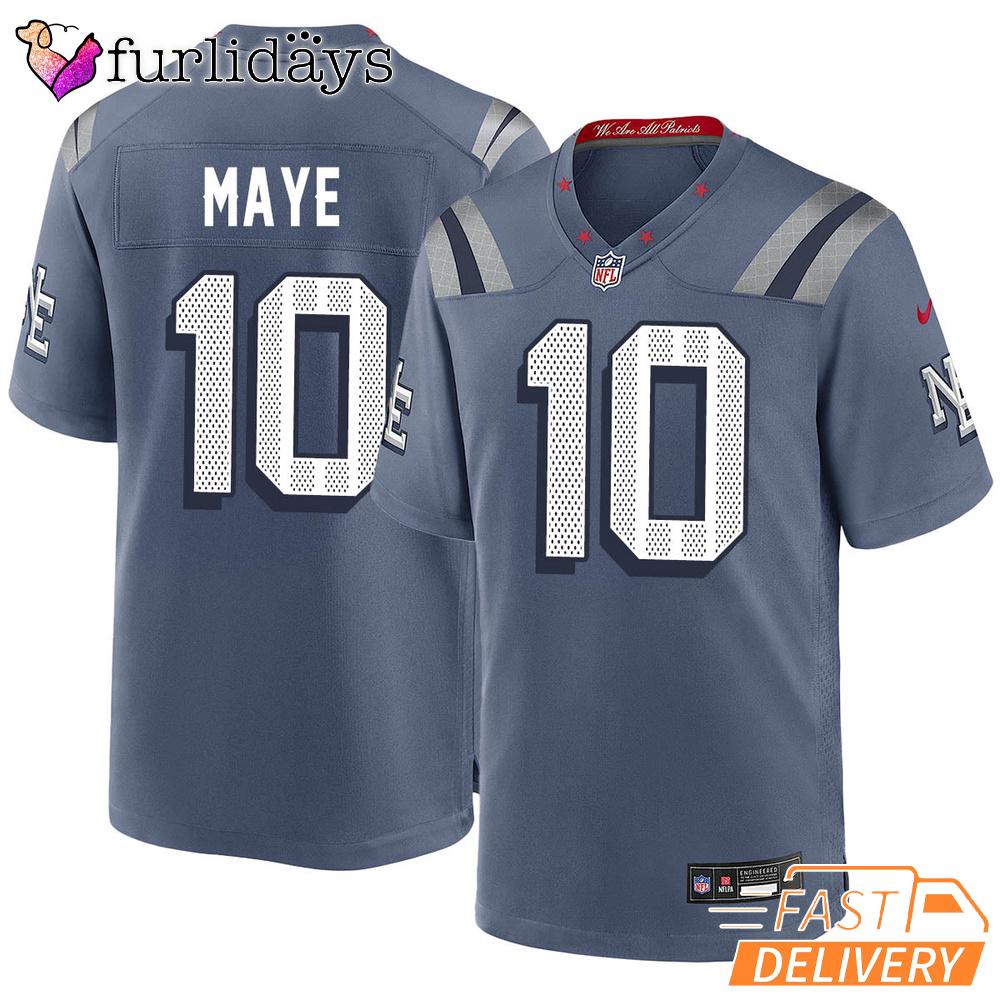 New England Patriots Drake Maye 10 Gray Football Jersey NFL Future Star Edition New England Patriots Drake Maye 10 Gray Football Jersey NFL Future Star Edition