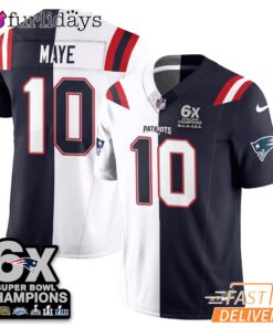 New England Patriots Drake Maye Football Jersey Super Bowl 6X Champions Limited Edition