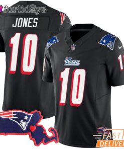 New England Patriots Mac Jones 10 Black Football Jersey NFL Game Day Shirt