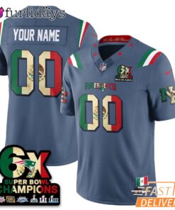 New England Patriots Mexico Football Jersey Custom Name Super Bowl 6X Champions Gray