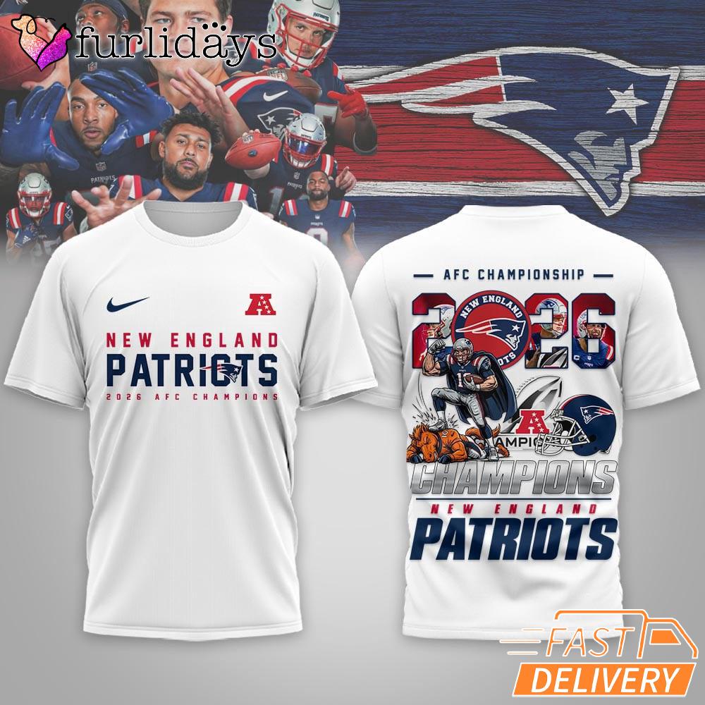 New England Patriots NFL 2026 AFC Champions 3D T-Shirt New England Patriots NFL 2026 AFC Champions 3D T-Shirt