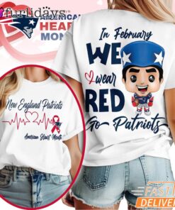 New England Patriots NFL American Heart Month 3D T-Shirt