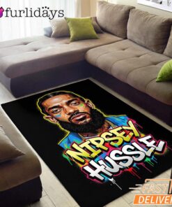 Nipsey Hussle Abstract Graffiti Rectangle Rug Urban Hip Hop Style
