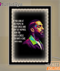 Nipsey Hussle Color Portrait Mirror Night Light Inspirational Hip Hop Art, Rapper Lamp