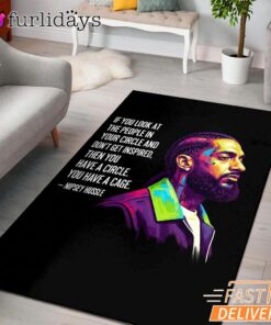 Nipsey Hussle Color Portrait Rectangle Rug Inspirational Hip Hop Art