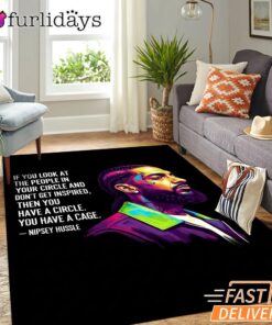 Nipsey Hussle Color Portrait Rectangle Rug Inspirational Hip Hop Art