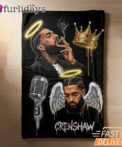 Nipsey Hussle Crenshaw Angel Blanket Crown and Halo Tribute