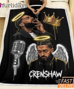 Nipsey Hussle Crenshaw Angel Blanket Crown and Halo Tribute