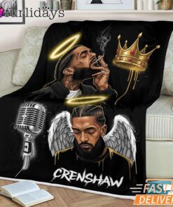 Nipsey Hussle Crenshaw Angel Blanket Crown and Halo Tribute