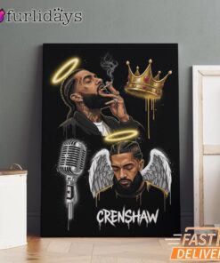 Nipsey Hussle Crenshaw Angel Canvas Crown and Halo Tribute, Rap Lengends Poster