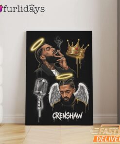 Nipsey Hussle Crenshaw Angel Canvas Crown and Halo Tribute, Rap Lengends Poster