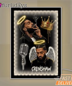 Nipsey Hussle Crenshaw Angel Mirror Night Light Crown and Halo Tribute, Rapper Lamp