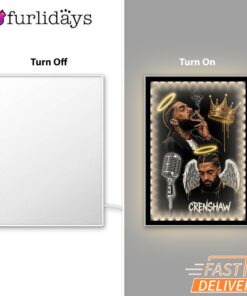 Nipsey Hussle Crenshaw Angel Mirror Night Light Crown and Halo Tribute, Rapper Lamp
