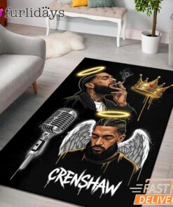 Nipsey Hussle Crenshaw Angel Rectangle Rug Crown and Halo Tribute