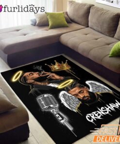 Nipsey Hussle Crenshaw Angel Rectangle Rug Crown and Halo Tribute
