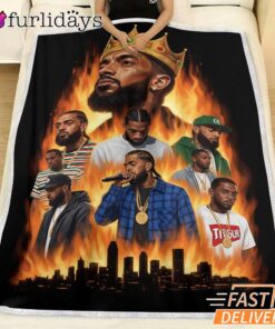 Nipsey Hussle Flames City Blanket Powerful Rap Icon Art