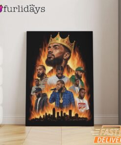 Nipsey Hussle Flames City Canvas Powerful Rap Icon Art, Rap Lengends Poster