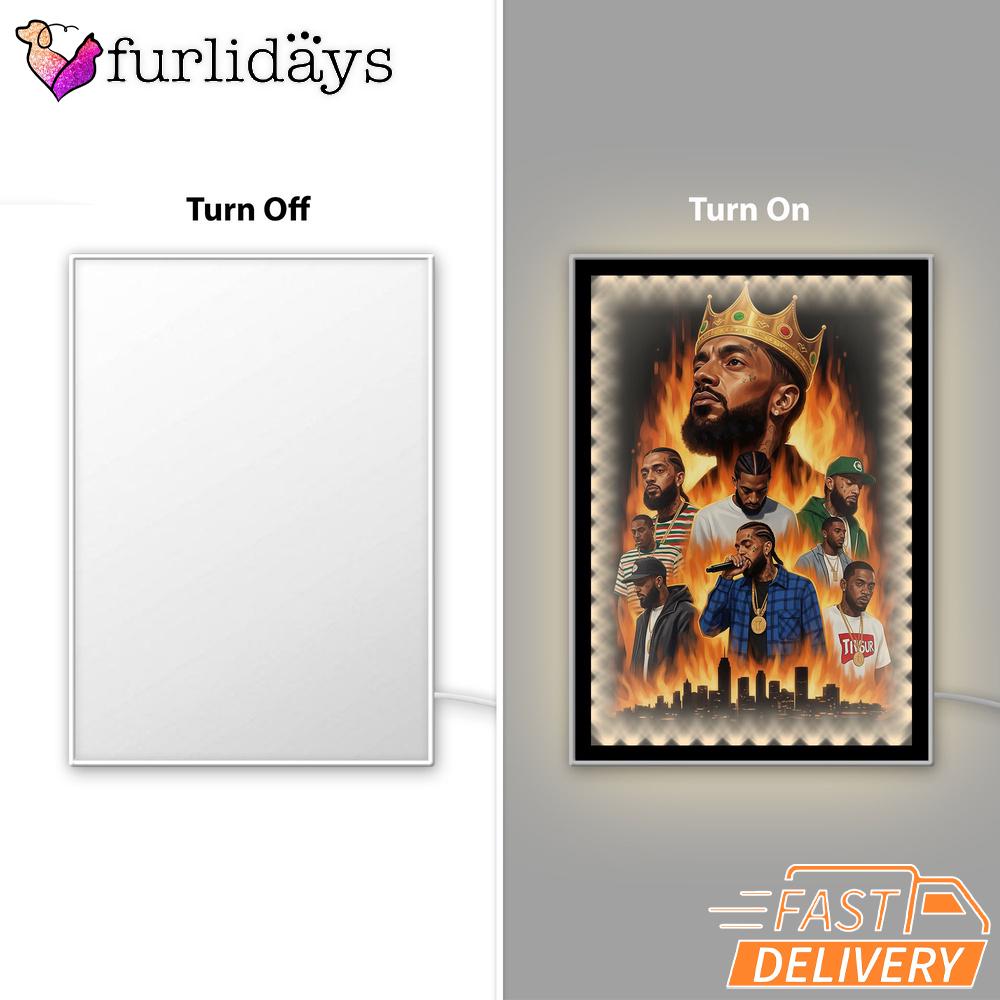 Nipsey Hussle Flames City Mirror Night Light Powerful Rap Icon Art, Rapper Lamp Nipsey Hussle Flames City Mirror Night Light Powerful Rap Icon Art, Rapper Lamp