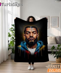 Nipsey Hussle Golden Portrait Blanket Graffiti Street Style