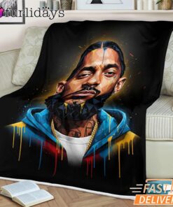 Nipsey Hussle Golden Portrait Blanket Graffiti Street Style