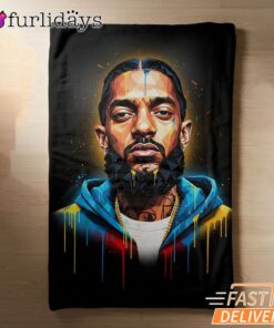 Nipsey Hussle Golden Portrait Blanket Graffiti Street Style