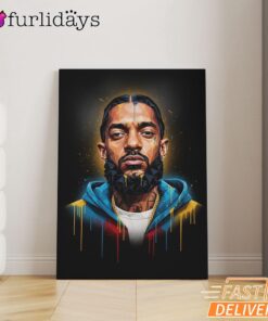 Nipsey Hussle Golden Portrait Canvas Graffiti Street Style, Rap Lengends Poster