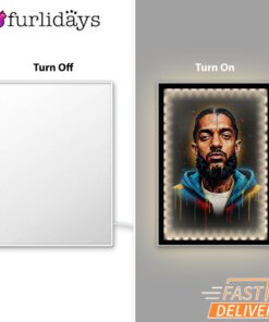 Nipsey Hussle Golden Portrait Mirror Night Light Graffiti Street Style, Rapper Lamp