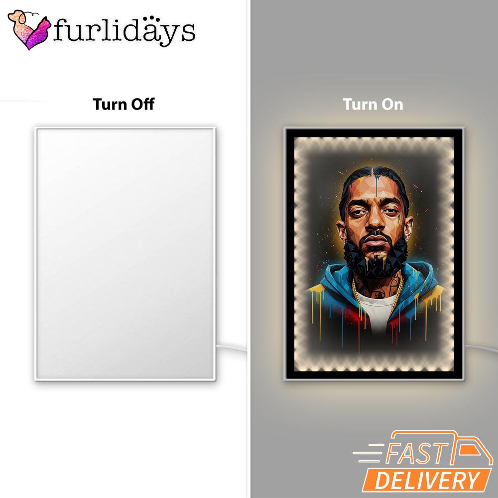 Nipsey Hussle Golden Portrait Mirror Night Light Graffiti Street Style, Rapper Lamp Nipsey Hussle Golden Portrait Mirror Night Light Graffiti Street Style, Rapper Lamp