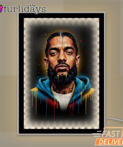 Nipsey Hussle Golden Portrait Mirror Night Light Graffiti Street Style, Rapper Lamp