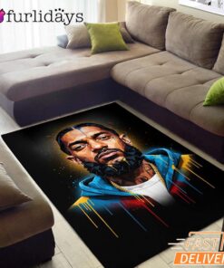 Nipsey Hussle Golden Portrait Rectangle Rug Graffiti Street Style