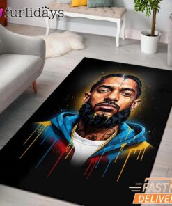 Nipsey Hussle Golden Portrait Rectangle Rug Graffiti Street Style