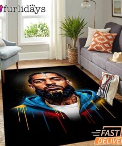 Nipsey Hussle Golden Portrait Rectangle Rug Graffiti Street Style