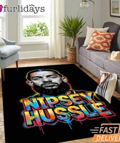 Nipsey Hussle Graffiti Art Rectangle Rug Bold Streetwear Tribute