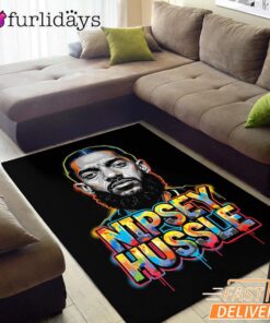 Nipsey Hussle Graffiti Art Rectangle Rug Bold Streetwear Tribute