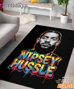 Nipsey Hussle Graffiti Art Rectangle Rug Bold Streetwear Tribute